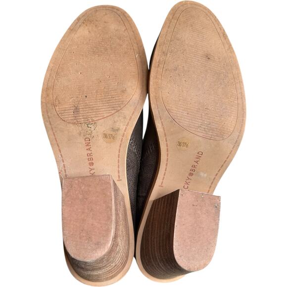 Lucky Brand Victorey Leather Booties Womens 7M Heeled Brown Ankle Boots Western - Picture 6 of 10